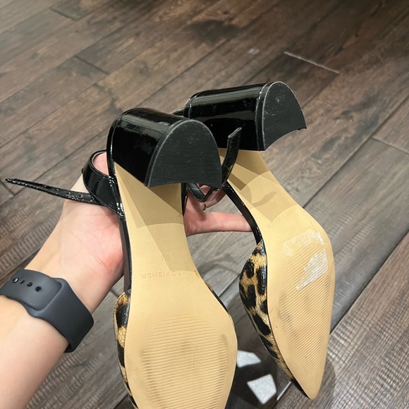 SZ 8 Marc Fisher Black + Leopard Heels - Picture 2 of 3
